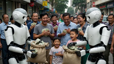 左にBoston Dynamicsのロボット、右にTesla Optimusロボットを示す分割画像。