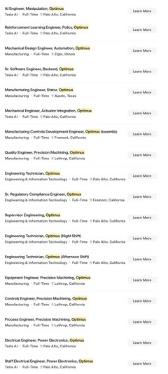 Tesla Optimus Hiring Spree Hits 110 Jobs