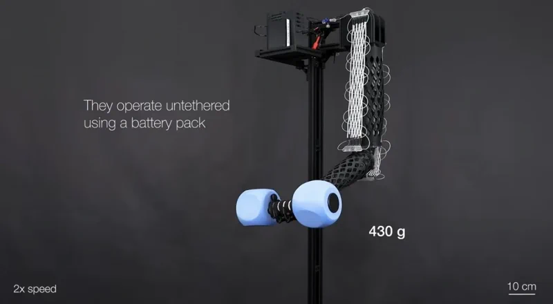 세탁 가능한 인공 근육 섬유, 자기 무게 200배를 들어올리다