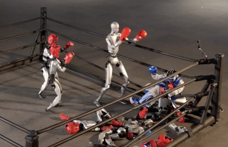 Unitree H2 lidera esquadrão robótico em combate contra humano